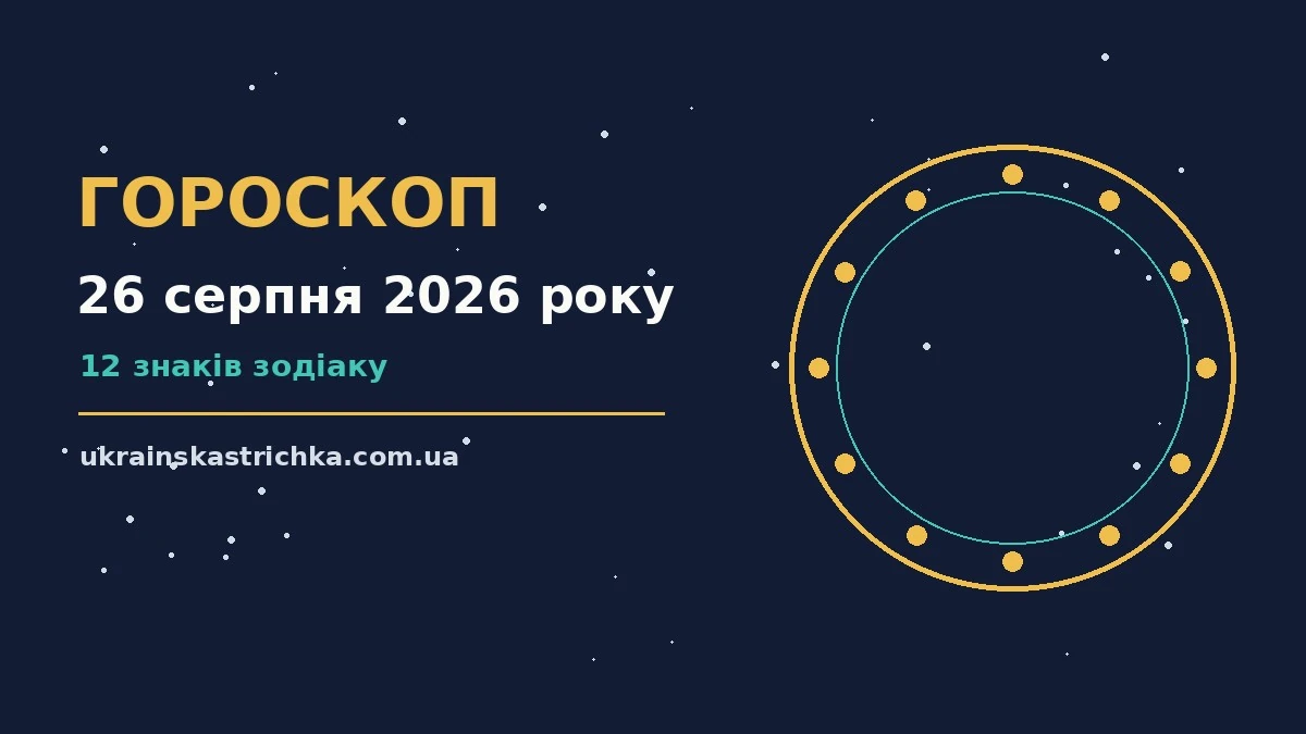 Астрологічний гороскоп на середу 26 серпня 2026 року з символами дванадцяти знаків зодіаку