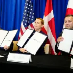 Трамп, Фредеріксен і Нільсен підписують угоду в будівлі ООН у Нью-Йорку 22 вересня 2026 року